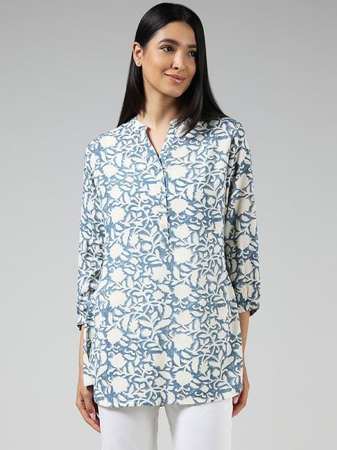 utsa by westside blue leaf printed tunic