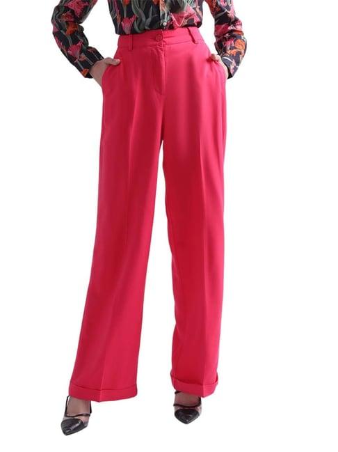 gant pink mid rise flared pants