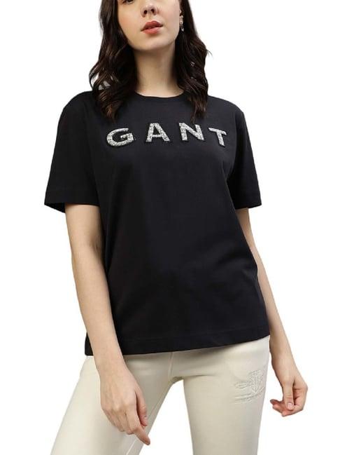 gant black cotton printed t-shirt