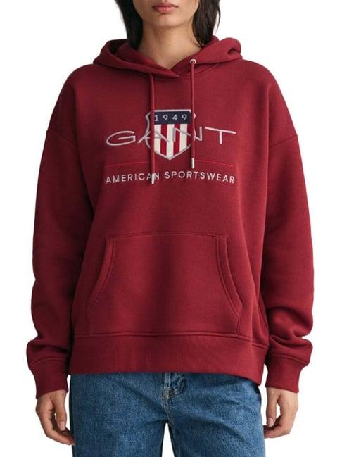 gant maroon printed hoodie