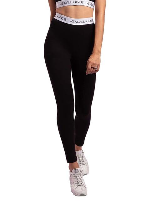 kendall + kylie black cotton sports tights