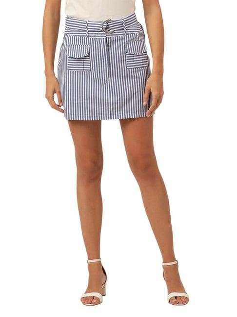 kendall + kylie blue & white striped shift skirt