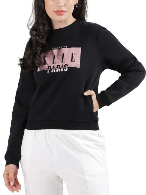 elle black printed sweatshirt