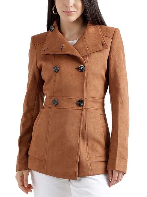 elle brown regular fit jacket