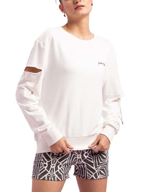 kendall + kylie white loose fit sweatshirt