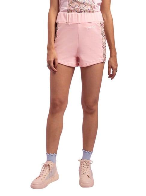 kendall + kylie pink embellished mid rise shorts