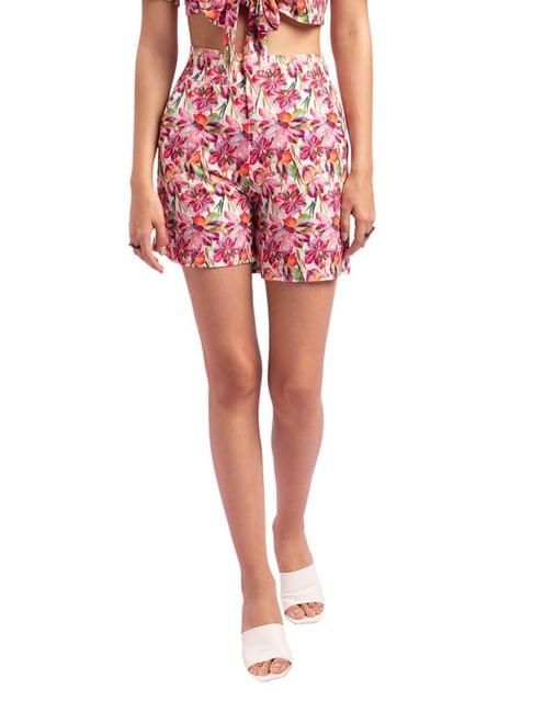 kendall + kylie pink floral print shorts