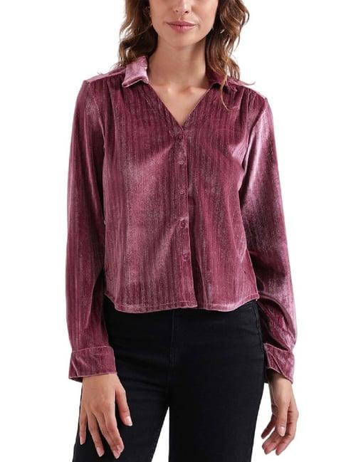 elle purple striped shirt