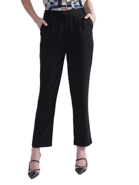 elle black mid rise pants