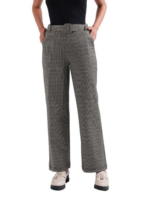 elle grey houndstooth pattern pants