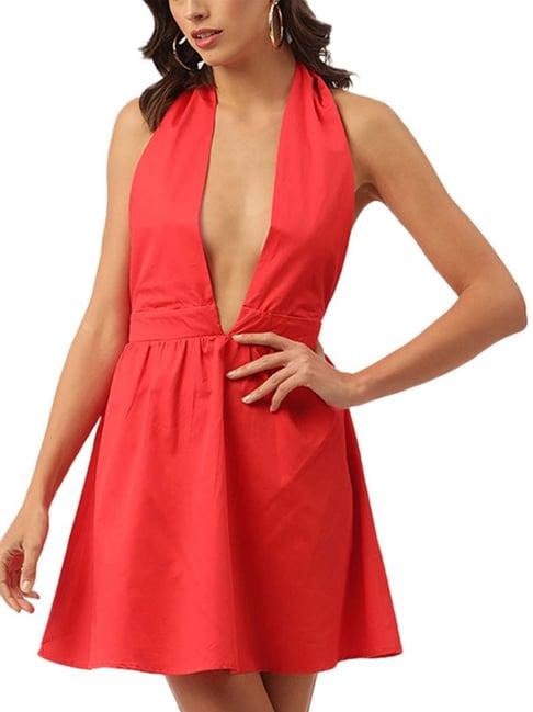 kendall + kylie coral cotton a-line dress