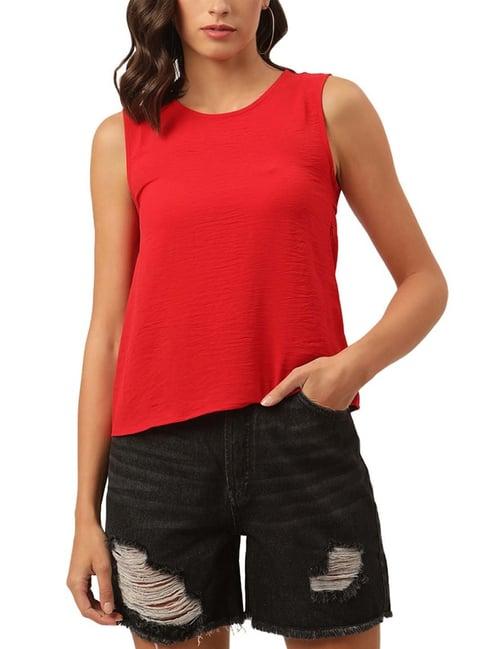 kendall + kylie red regular fit top