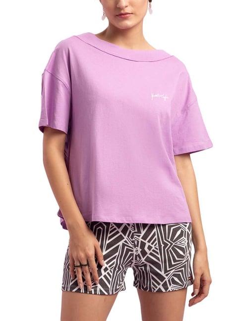 kendall + kylie purple cotton loose fit t-shirt