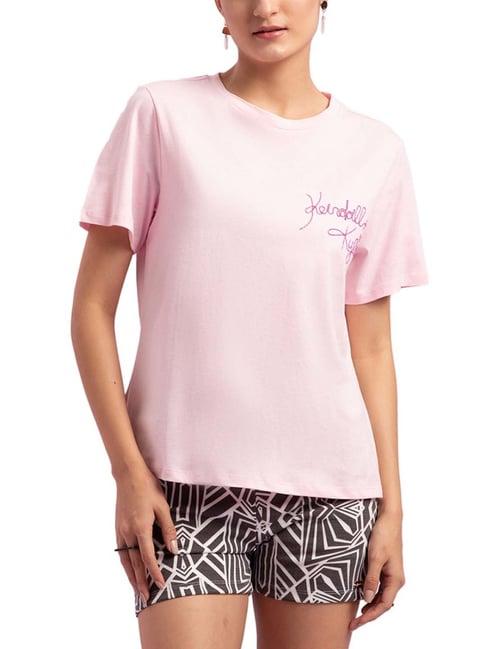 kendall + kylie pink cotton loose fit t-shirt