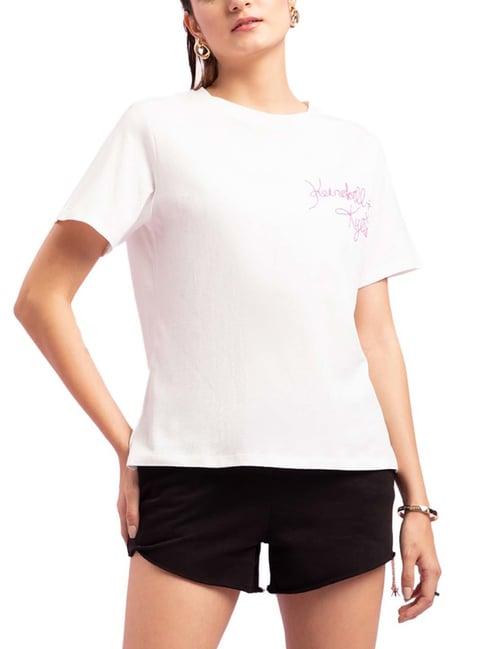 kendall + kylie white cotton loose fit t-shirt