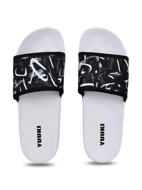 yuuki men's miami 7 black & white slides