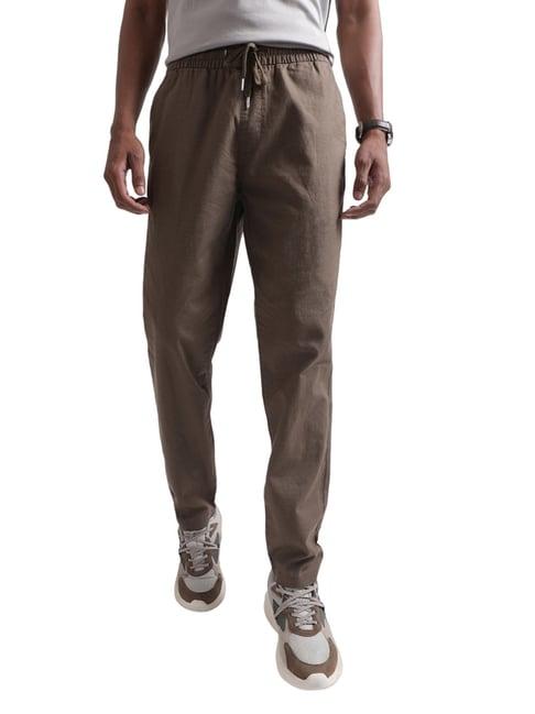 matinique brown regular fit trousers