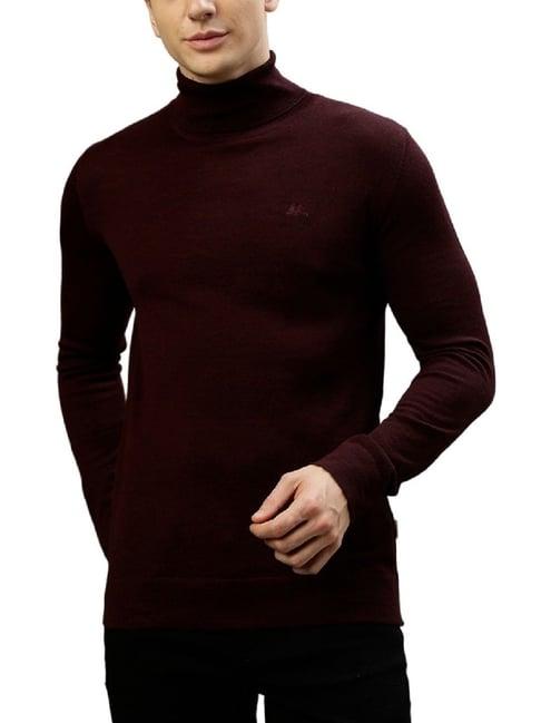 lindbergh maroon slim fit sweaters