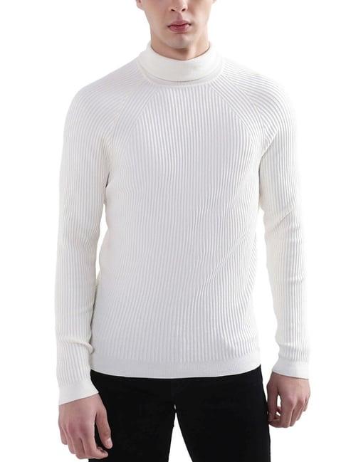 antony morato ivory slim fit self pattern sweaters