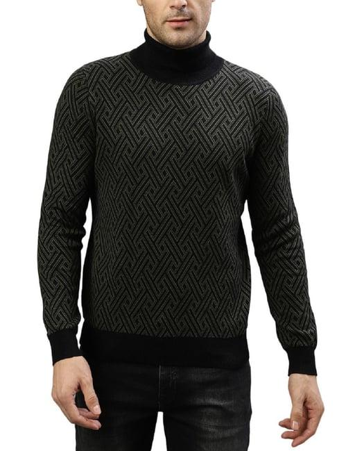 antony morato green cotton regular fit self pattern sweaters