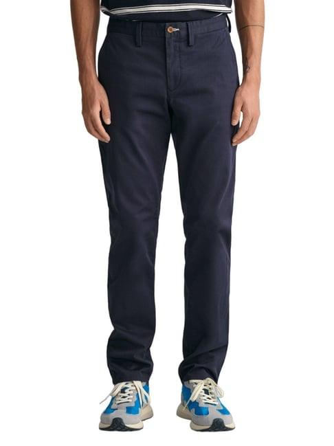 gant navy slim fit trousers