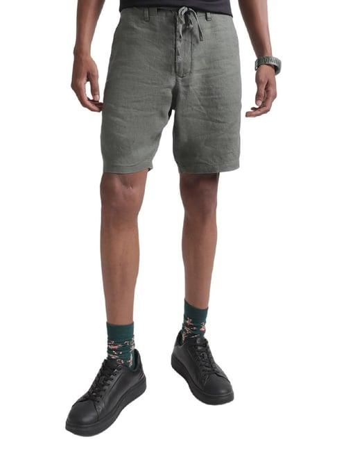 gant green linen relaxed fit shorts