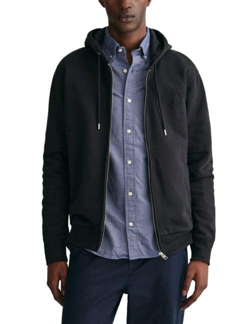 gant black regular fit hooded sweatshirt