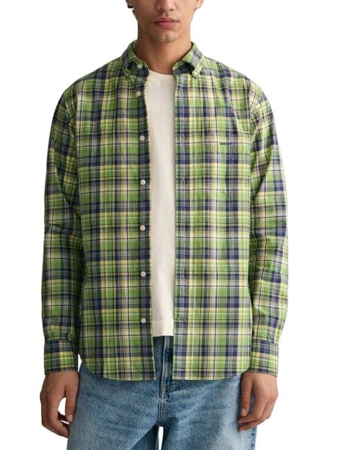 gant green regular fit checks shirt