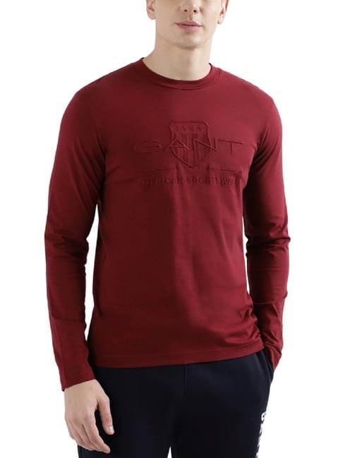 gant red regular fit logo printed t-shirt