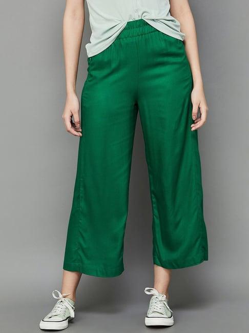 fame forever by lifestyle green mid rise flared pants