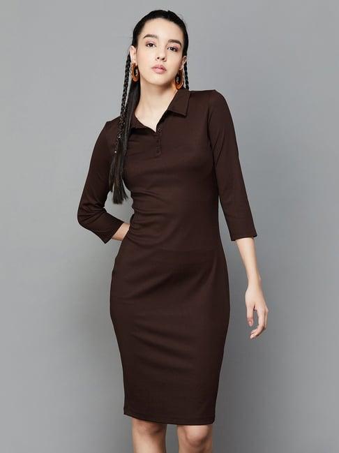 ginger by lifestyle brown bodycon dress