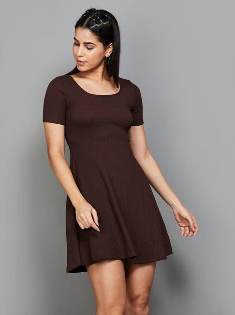 ginger by lifestyle brown a-line dress