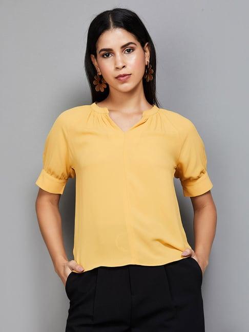 code by lifestyle yellow short sleeve top