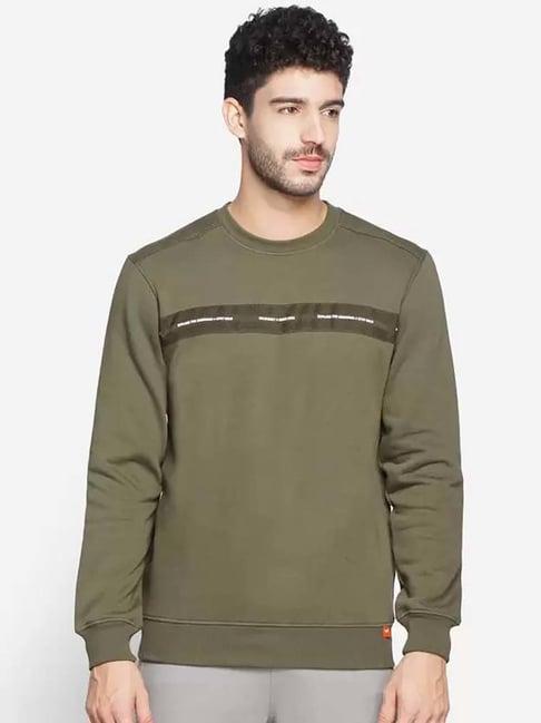 wildcraft dark olive regular fit print sweatshirt