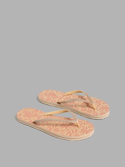 luna blu by westside beige lush print flip flop