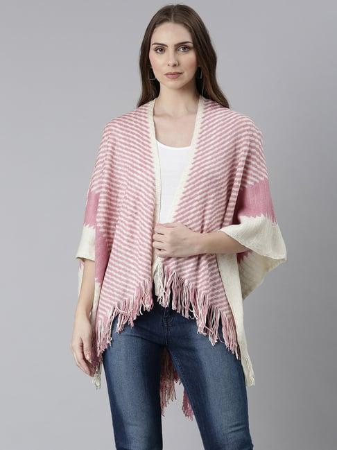 showoff pink striped poncho