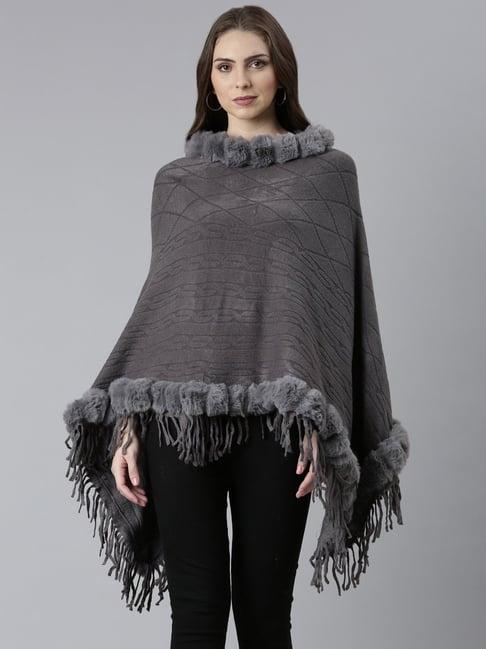 showoff grey geometric print poncho