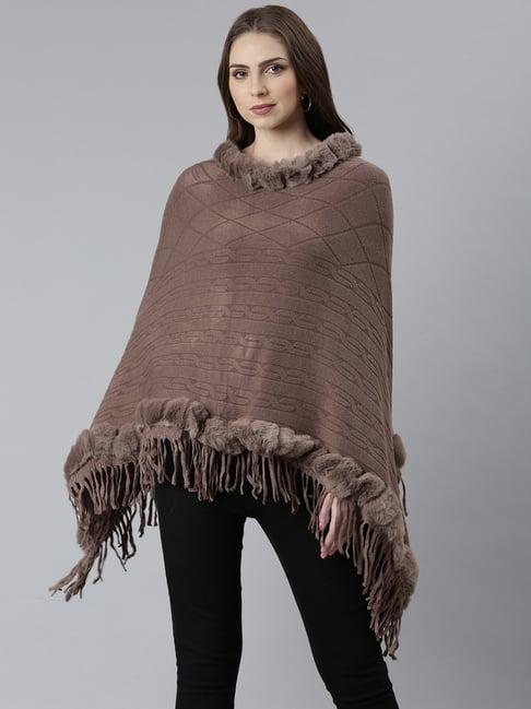 showoff brown geometric print poncho