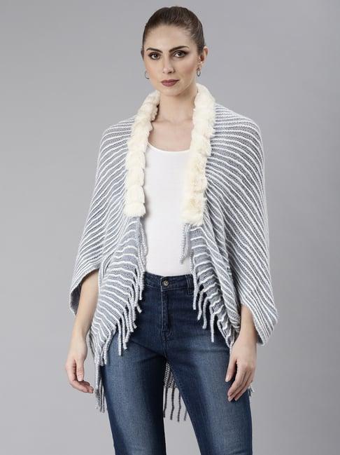 showoff blue striped poncho