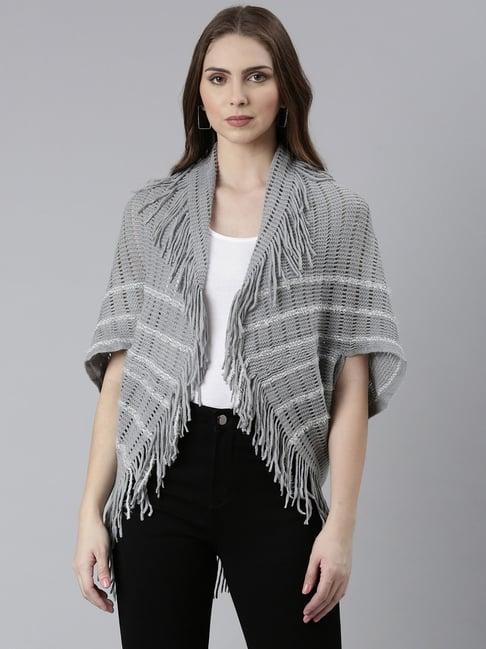 showoff grey self design poncho