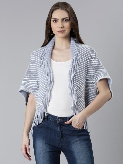 showoff blue striped poncho