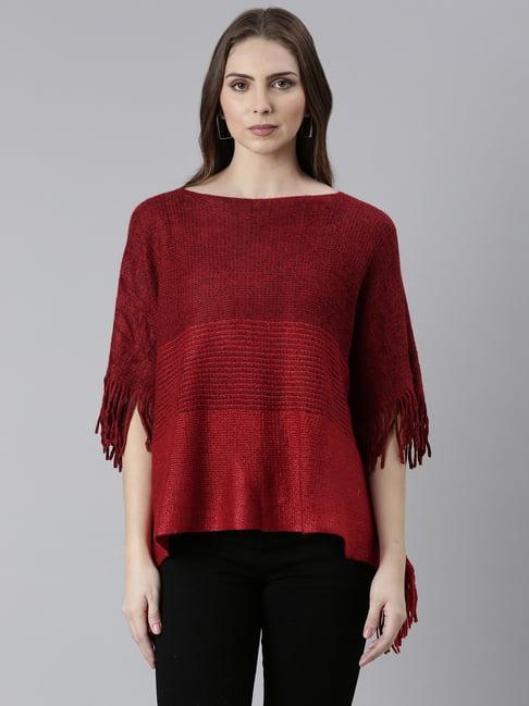 showoff red textured poncho