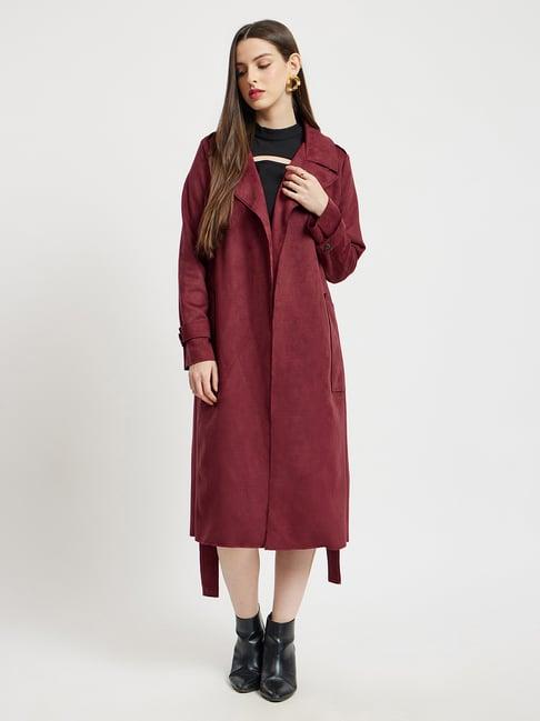 fablestreet maroon relaxed fit coat