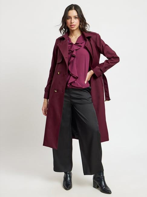 fablestreet maroon relaxed fit coat