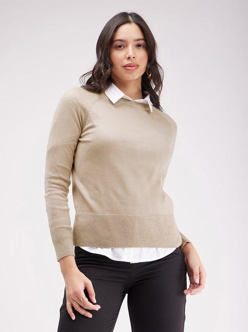 fablestreet beige relaxed fit sweater