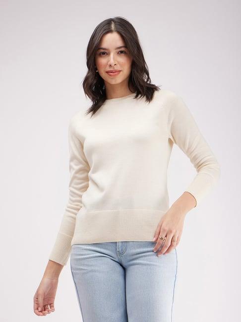 fablestreet off white relaxed fit sweater