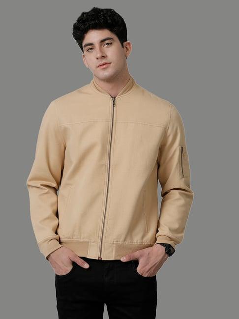 linen club beige regular fit bomber jacket