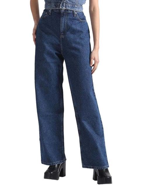 calvin klein regular denim medium lightly washed high rise jeans