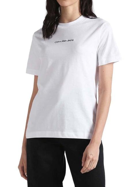 calvin klein bright white embroidery regular fit t-shirt