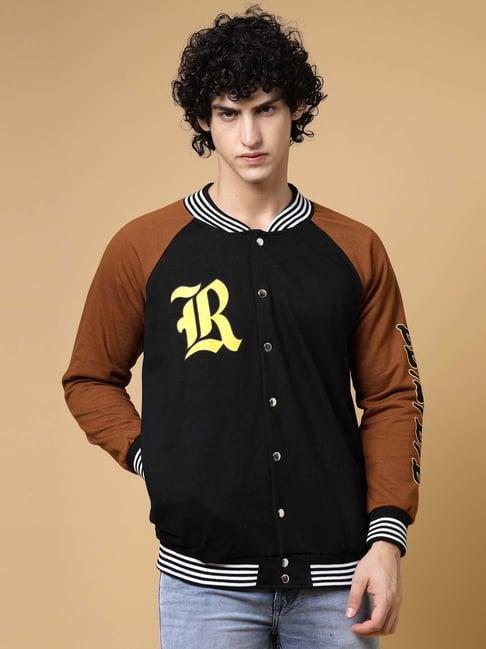 rigo black boxy fit oversized varsity jacket